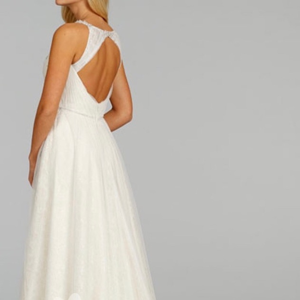 Lace keyhole back a line wedding dress